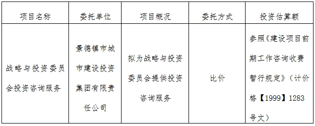 戰略與投資委員會投資咨詢服務計劃公告　