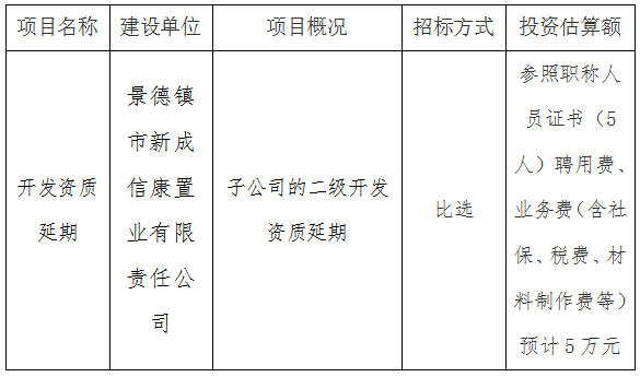 新成信康（二級）開發資質第三方比選公告